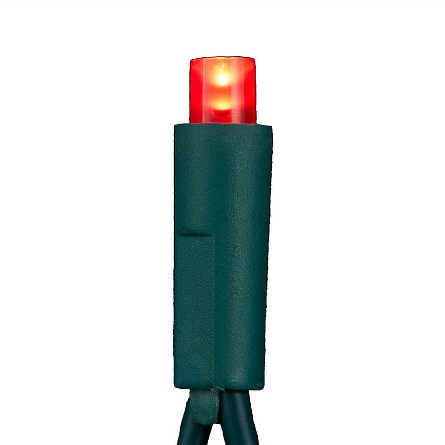 24.5' UL 50L Pure White, Red & Green Frost 5MM LED Connectible Light Set With Green Wire