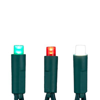 24.5' UL 50L Pure White, Red & Green Frost 5MM LED Connectible Light Set With Green Wire