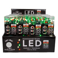 24.5' UL 50L Pure White, Red & Green Frost 5MM LED Connectible Light Set With Green Wire