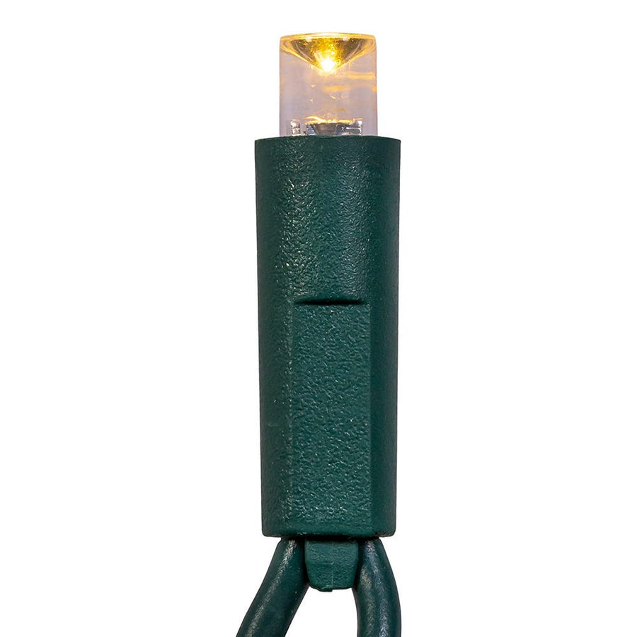 24.5' UL 50L Warm White 5MM LED Connectible Light Set With Green Wire