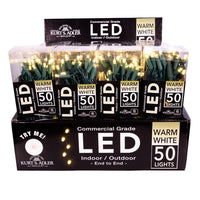 24.5' UL 50L Warm White 5MM LED Connectible Light Set With Green Wire