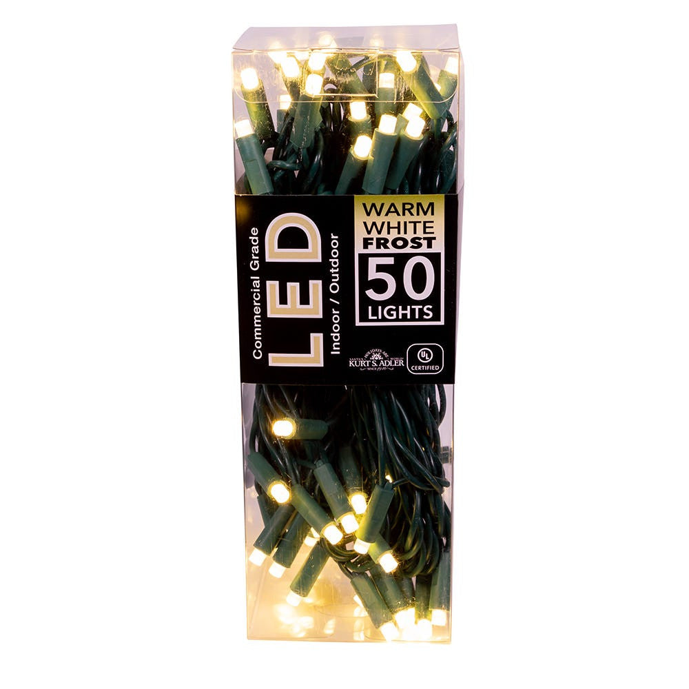 24.5' UL 50L Warm White Frost 5MM LED Connectible Light Set With Green Wire