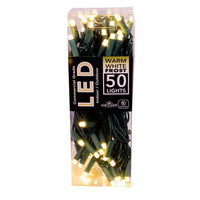 24.5' UL 50L Warm White Frost 5MM LED Connectible Light Set With Green Wire