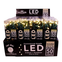 24.5' UL 50L Warm White Frost 5MM LED Connectible Light Set With Green Wire