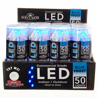 24.5' UL 50L Blue Frost 5MM LED Connectible Light Set With White Wire