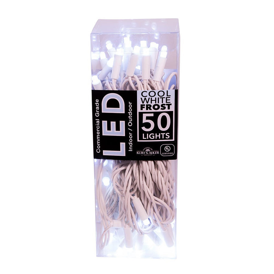24.5' UL 50L Cool White Frost 5MM LED Connectible Light Set With White Wire
