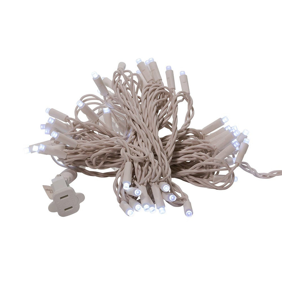 24.5' UL 50L Cool White Frost 5MM LED Connectible Light Set With White Wire