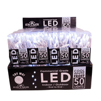 24.5' UL 50L Cool White Frost 5MM LED Connectible Light Set With White Wire