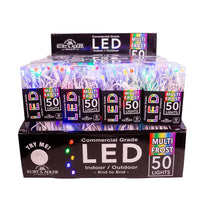24.5' UL 50L Multicolored Frost 5MM LED Connectible Light Set With White Wire