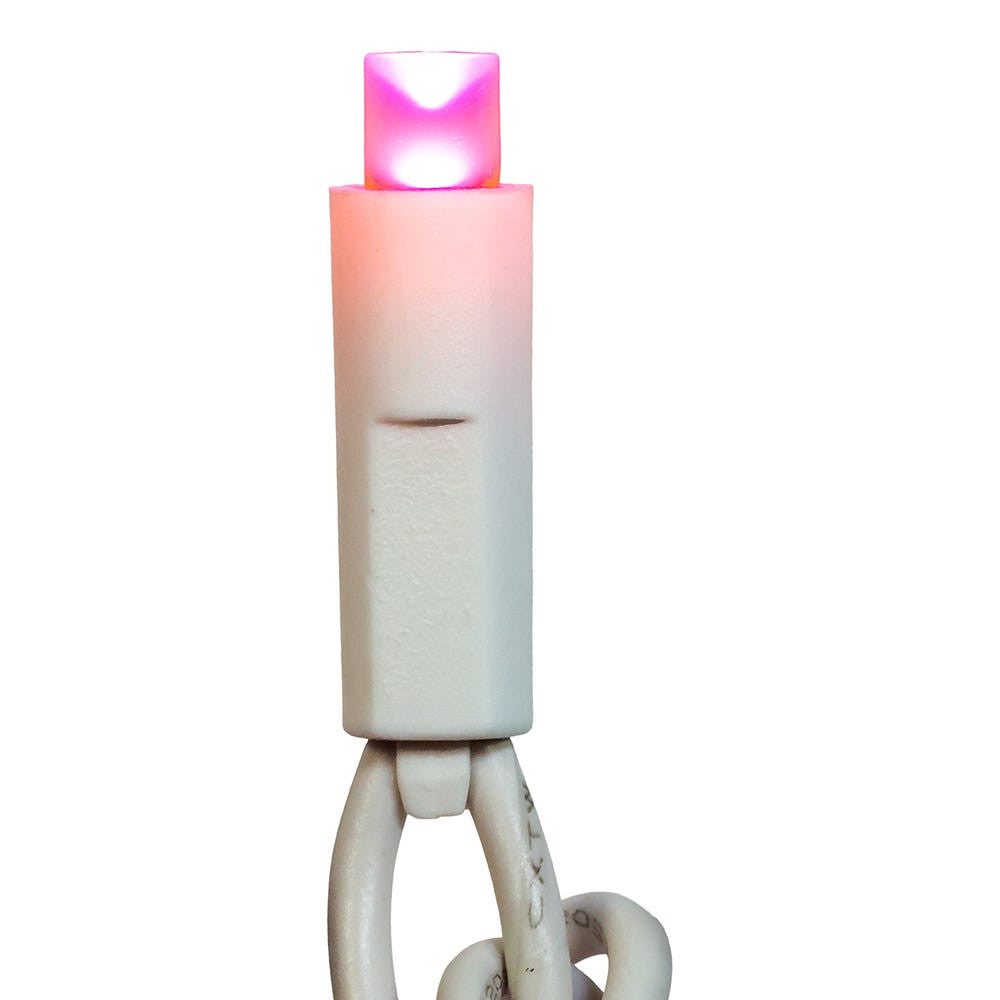 24.5' UL 50L 5MM Pink Frost LED Connectible Light Set With White Wire