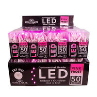 24.5' UL 50L 5MM Pink Frost LED Connectible Light Set With White Wire