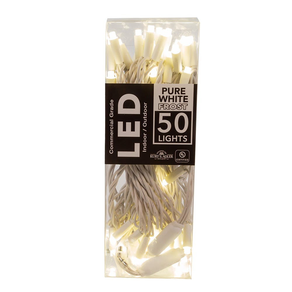 24.5' UL 50L Pure White Frost 5MM LED Connectible Light Set With White Wire