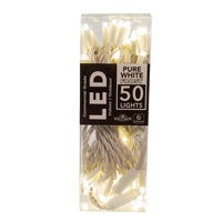 24.5' UL 50L Pure White Frost 5MM LED Connectible Light Set With White Wire