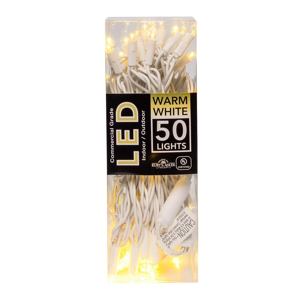 24.5' UL 50L Warm White 5MM LED Connectible Light Set With White Wire