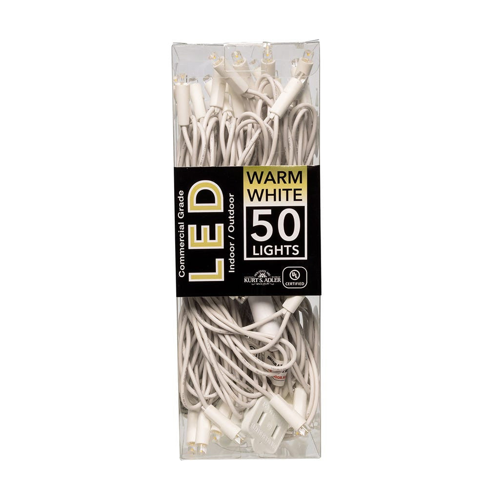 24.5' UL 50L Warm White 5MM LED Connectible Light Set With White Wire