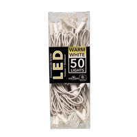 24.5' UL 50L Warm White 5MM LED Connectible Light Set With White Wire