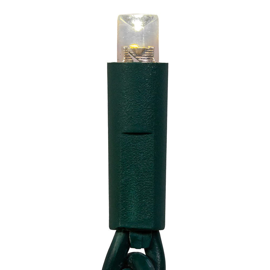 24.5' UL 50L Warm White Twinkle 5MM LED Connectible Light Set With Green Wire