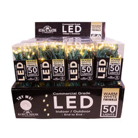 24.5' UL 50L Warm White Twinkle 5MM LED Connectible Light Set With Green Wire