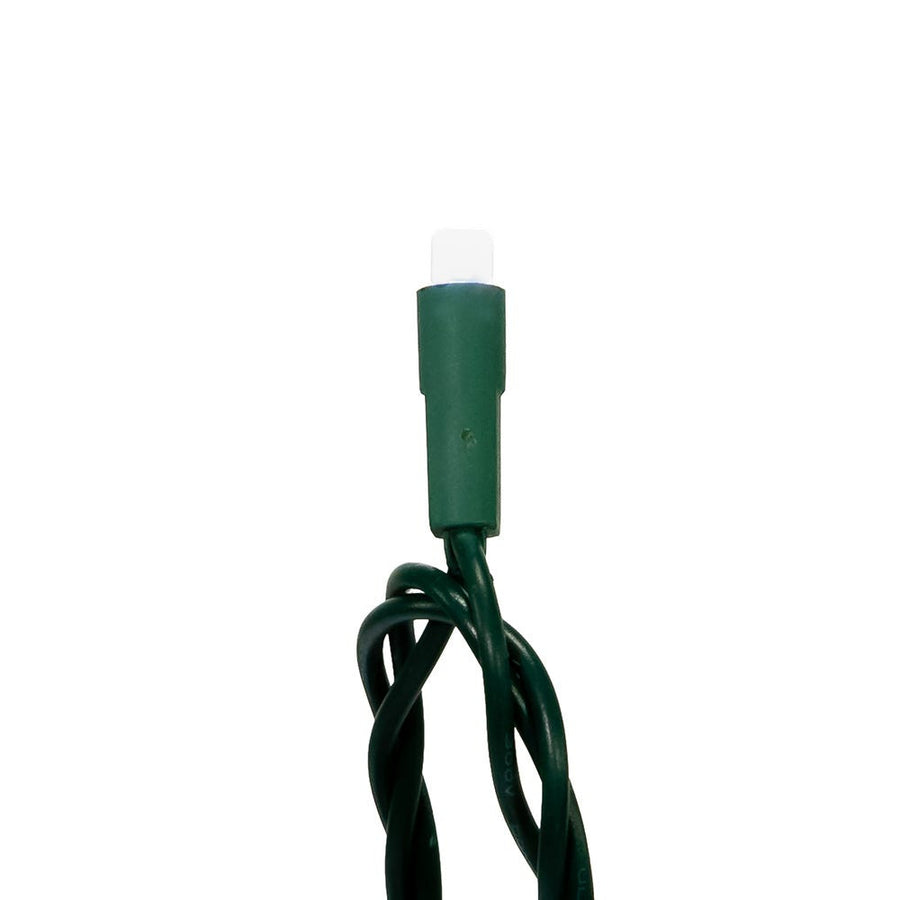 24.5' UL 50L Cool White Frost Twinkle 5MM LED Connectible Light Set With Green Wire