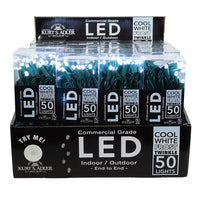 24.5' UL 50L Cool White Frost Twinkle 5MM LED Connectible Light Set With Green Wire