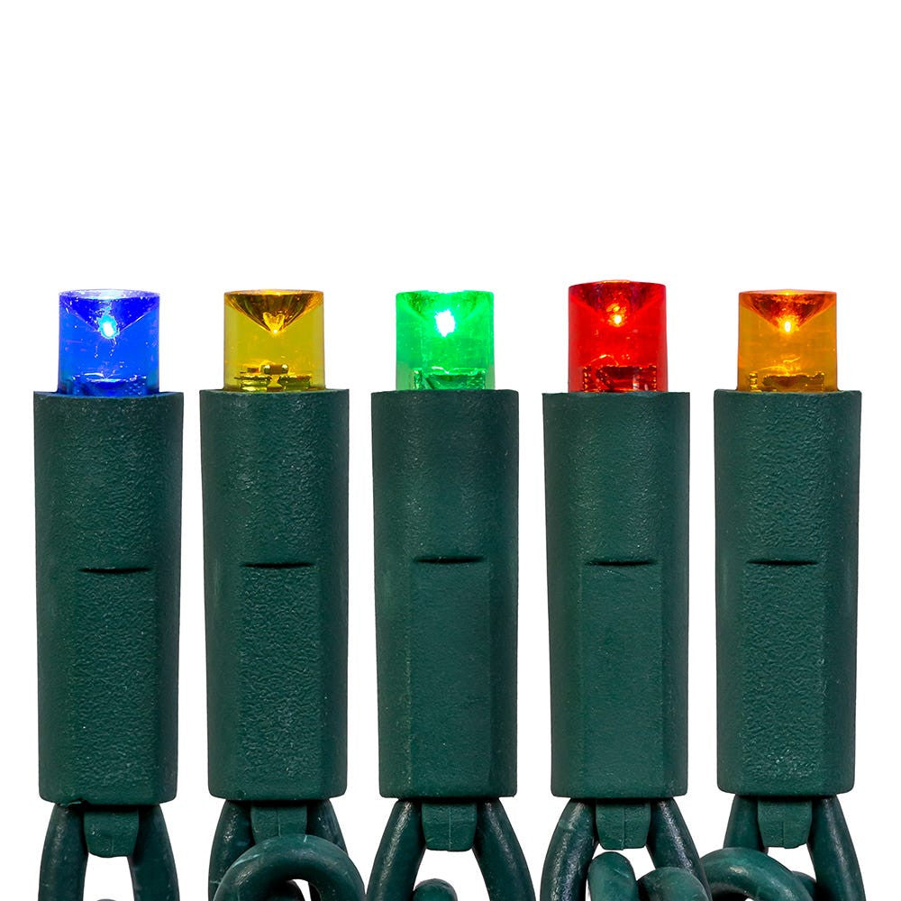 24.5' UL 50L Multicolored Twinkle 5MM LED Connectible Light Set With Green Wire