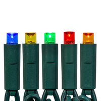 24.5' UL 50L Multicolored Twinkle 5MM LED Connectible Light Set With Green Wire