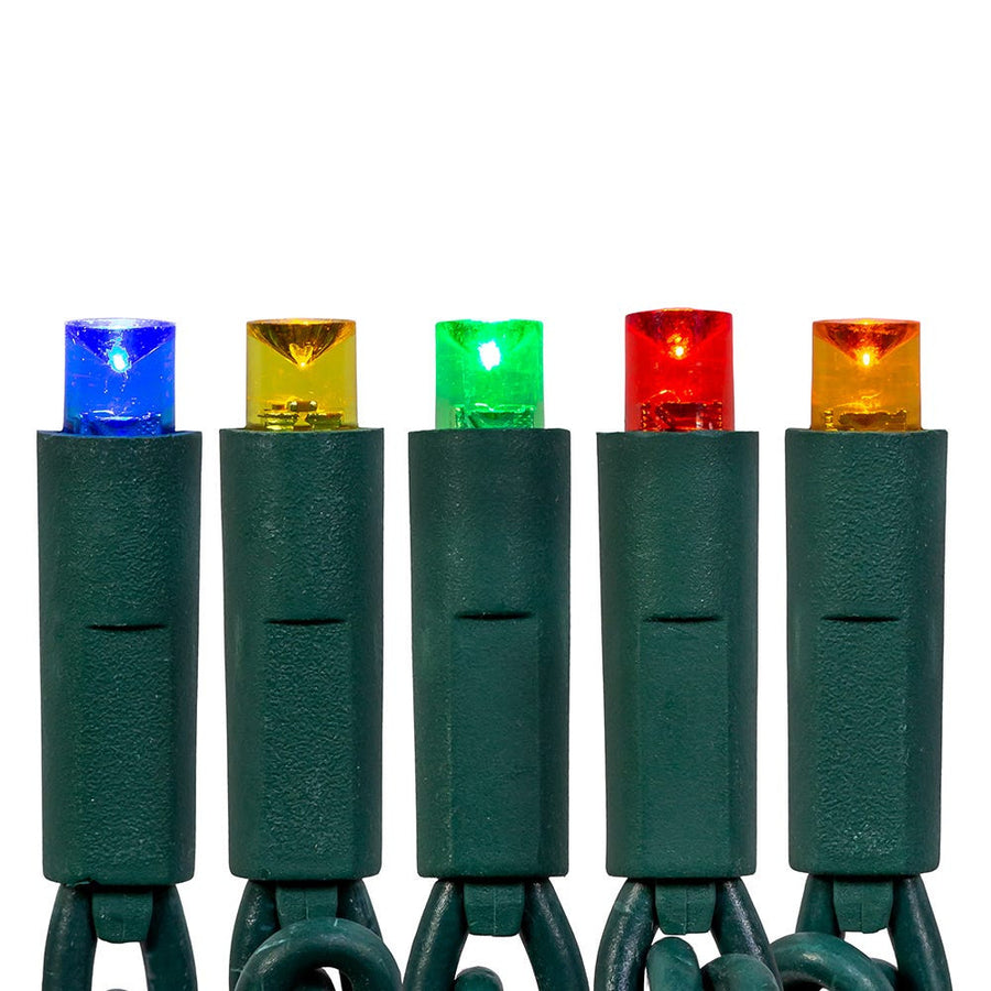 24.5' UL 50L Multicolored Twinkle 5MM LED Connectible Light Set With Green Wire