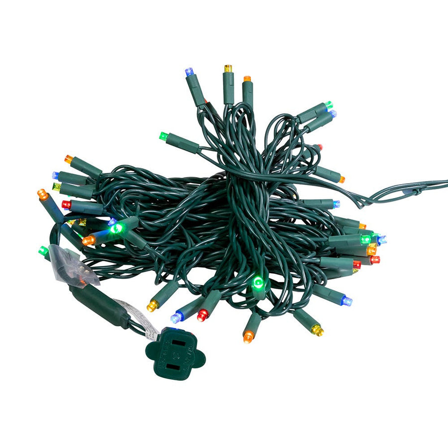 24.5' UL 50L Multicolored Twinkle 5MM LED Connectible Light Set With Green Wire