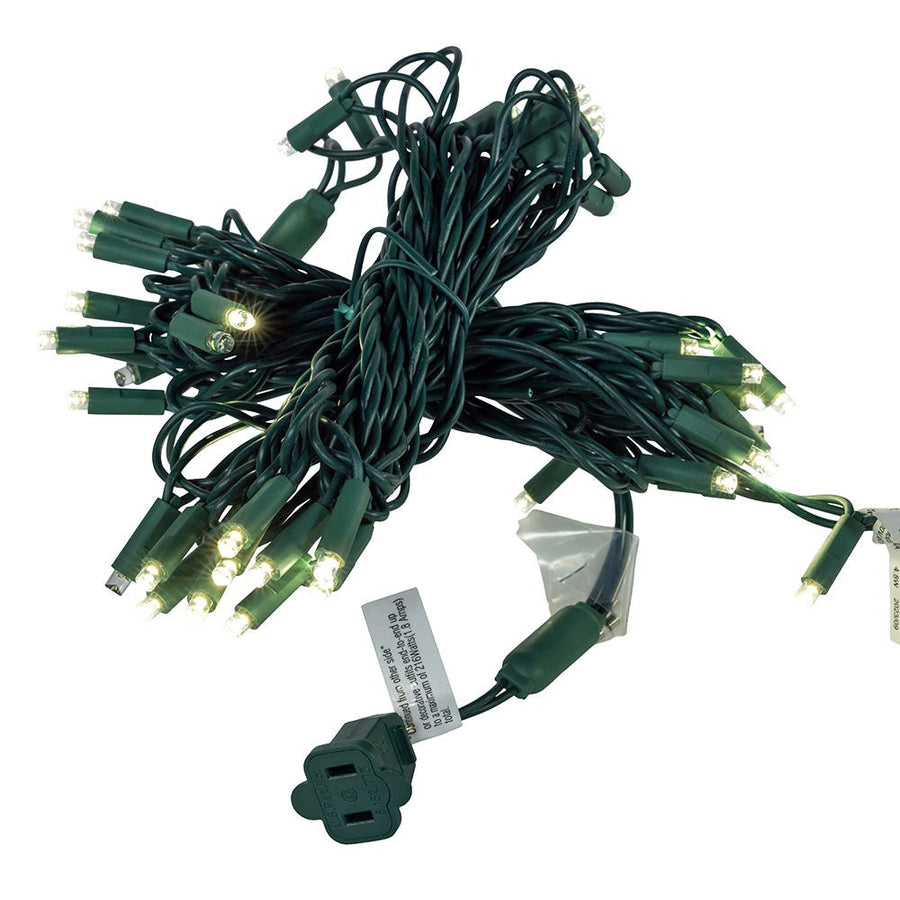24.5' UL 50L Pure White Twinkle 5MM LED Connectible Light Set With Green Wire