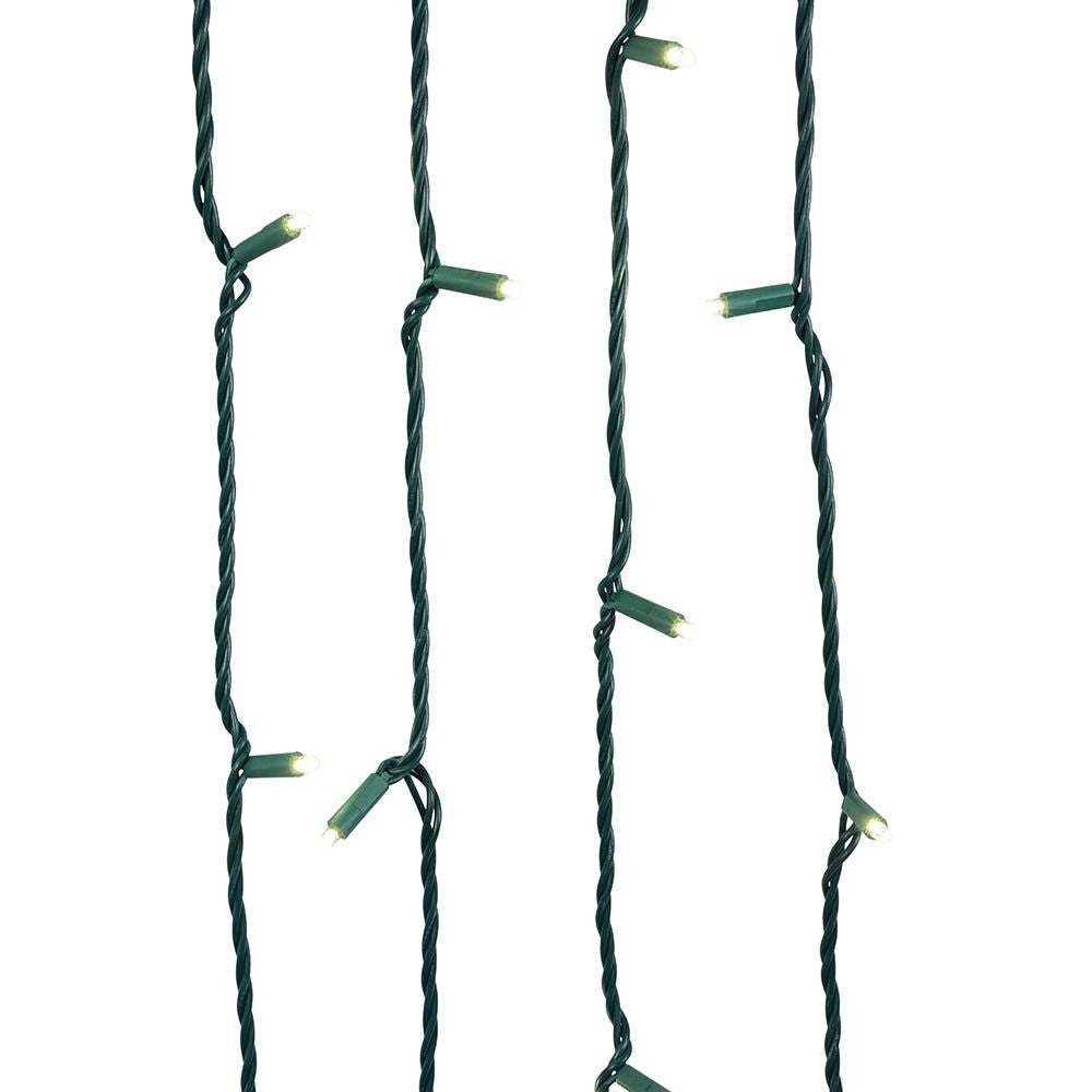 24.5' UL 50L Pure White Twinkle 5MM LED Connectible Light Set With Green Wire