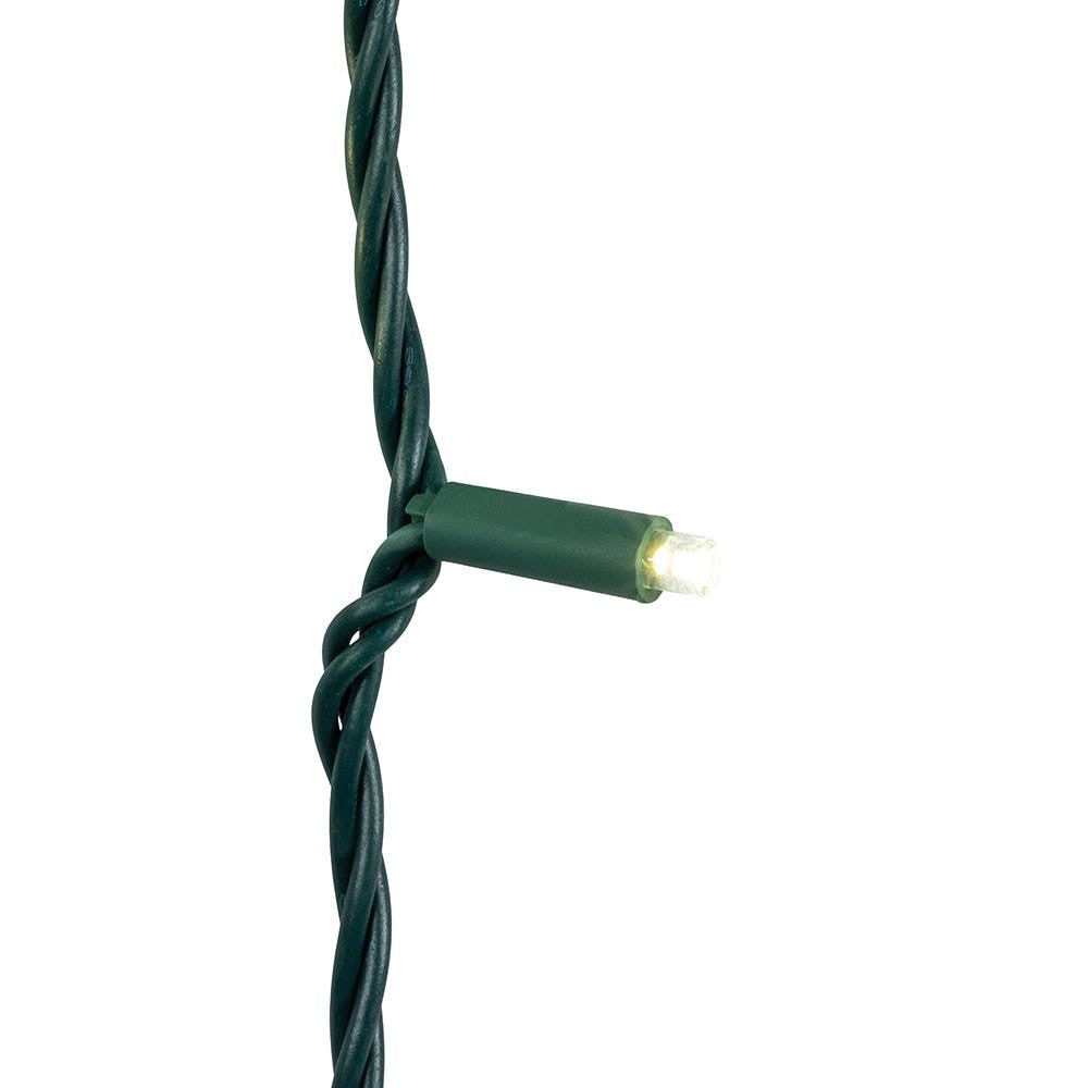 24.5' UL 50L Pure White Twinkle 5MM LED Connectible Light Set With Green Wire