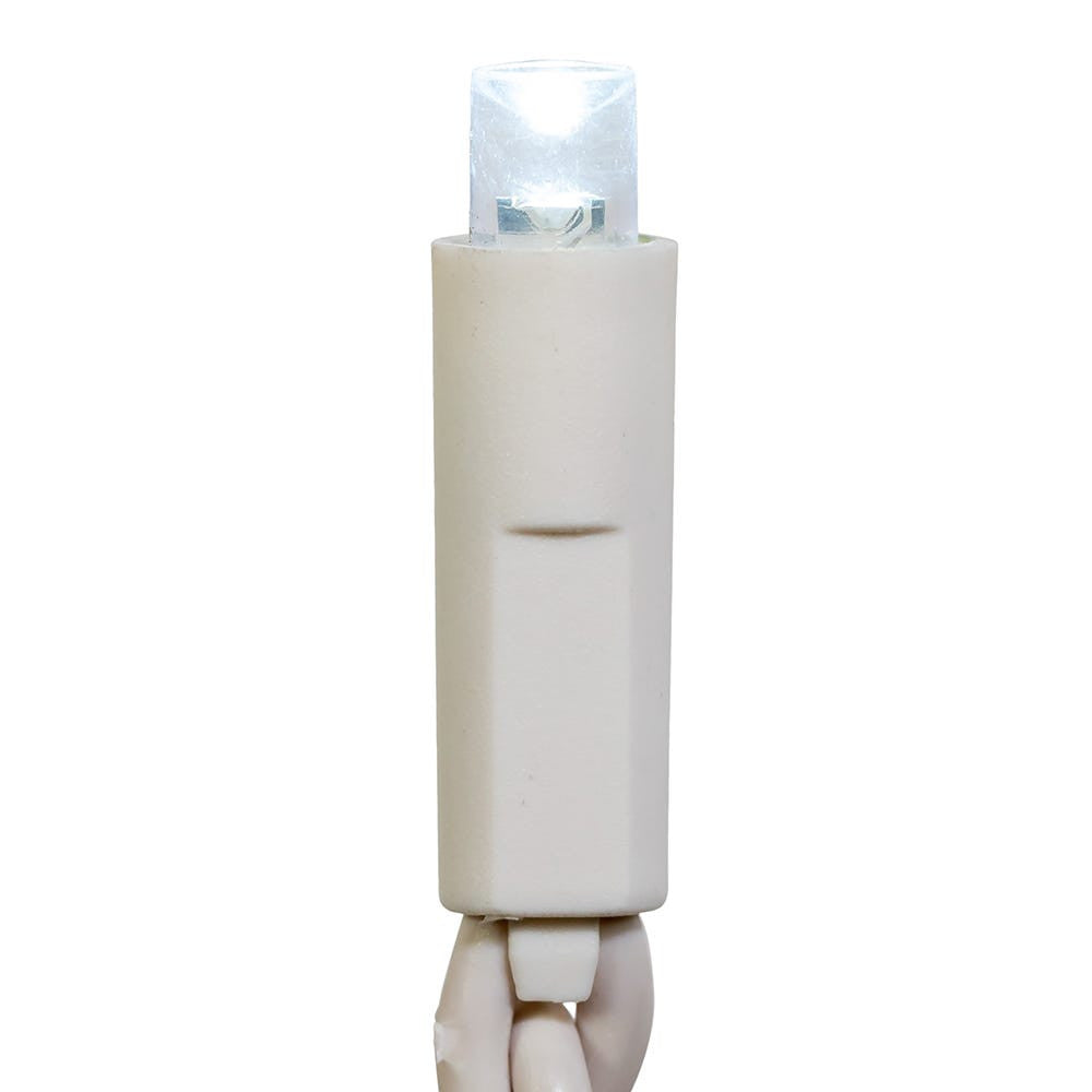 24.5' UL 50L Cool White Twinkle 5MM LED Connectible Light Set With White Wire