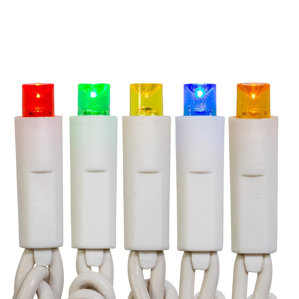 24.5' UL 50L Multicolored Twinkle 5MM LED Connectible Light Set With White Wire