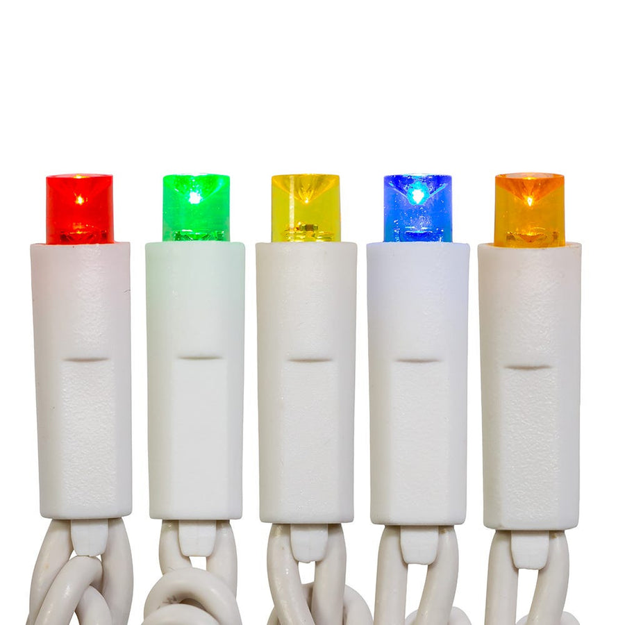24.5' UL 50L Multicolored Twinkle 5MM LED Connectible Light Set With White Wire
