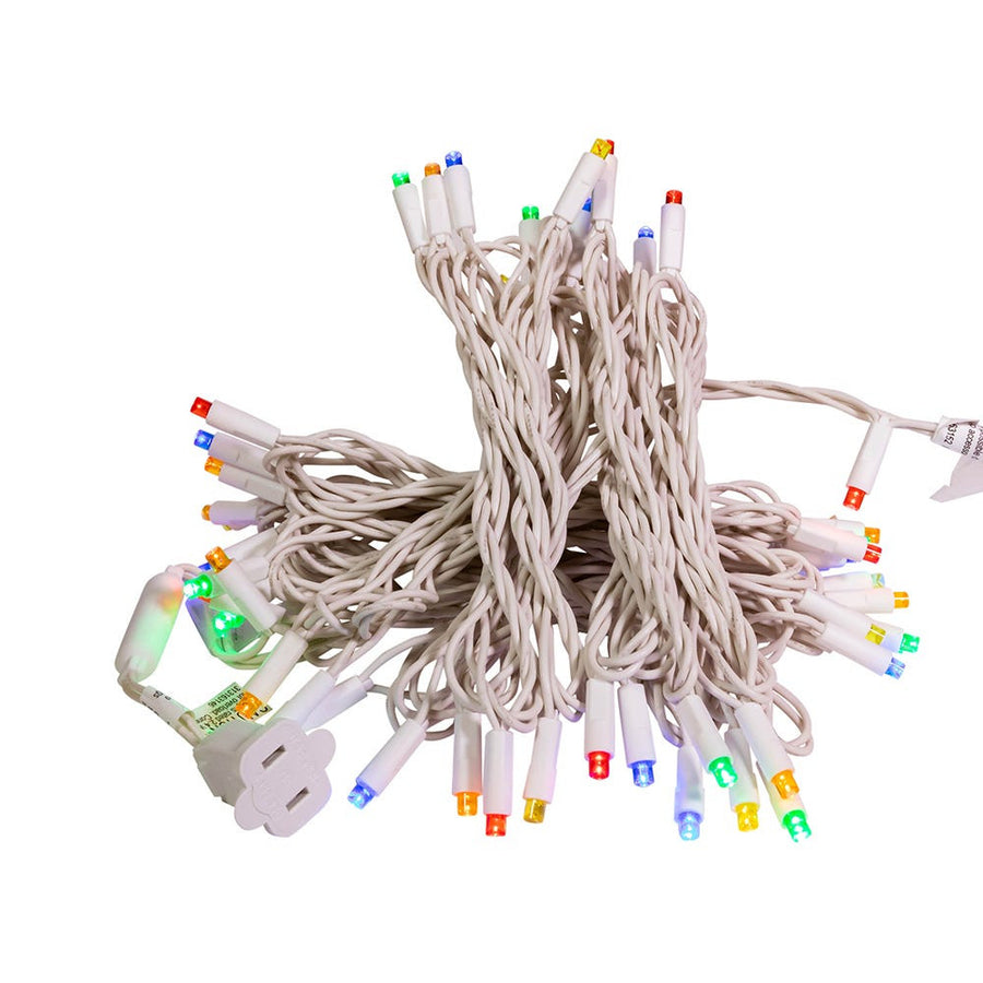 24.5' UL 50L Multicolored Twinkle 5MM LED Connectible Light Set With White Wire