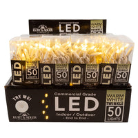 24.5' UL 50L Warm White Twinkle 5MM LED Connectible Light Set With White Wire