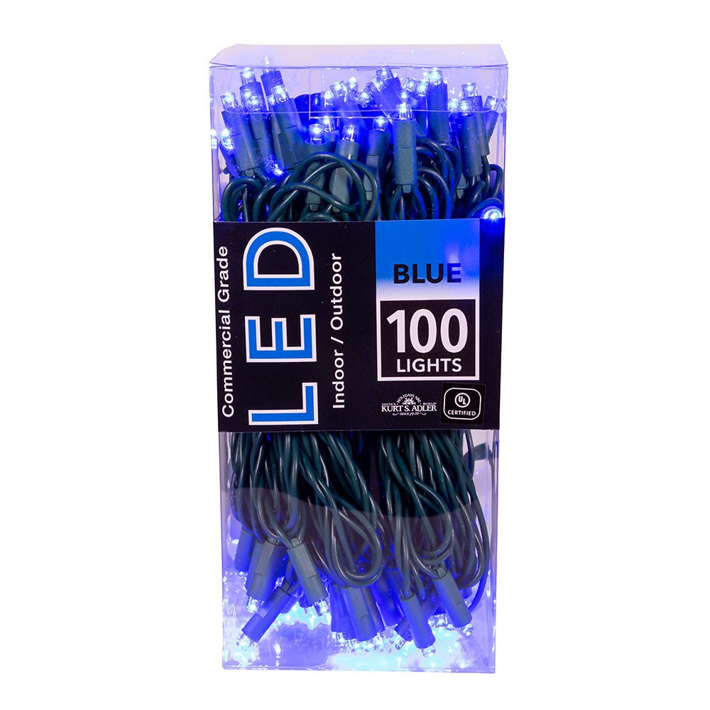 49.5' UL 100L Blue 5MM LED Connectible Light Set With Green Wire