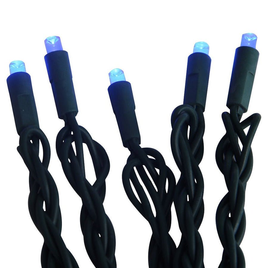 49.5' UL 100L Blue 5MM LED Connectible Light Set With Green Wire