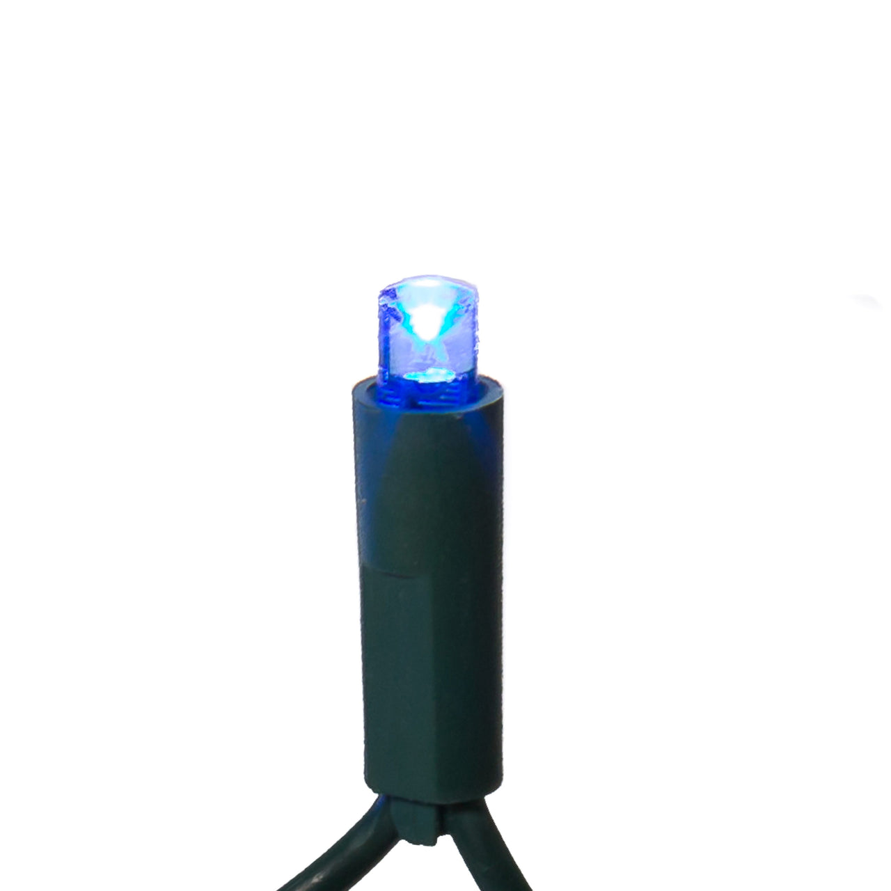49.5' UL 100L Blue 5MM LED Connectible Light Set With Green Wire