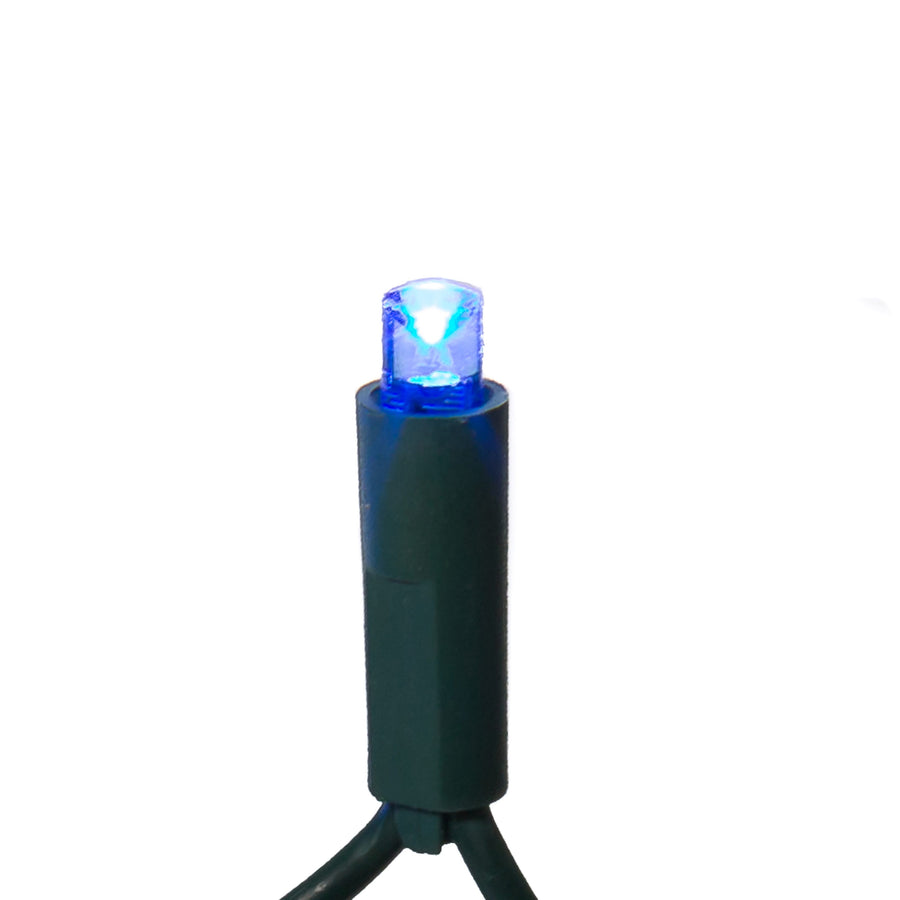 49.5' UL 100L Blue 5MM LED Connectible Light Set With Green Wire