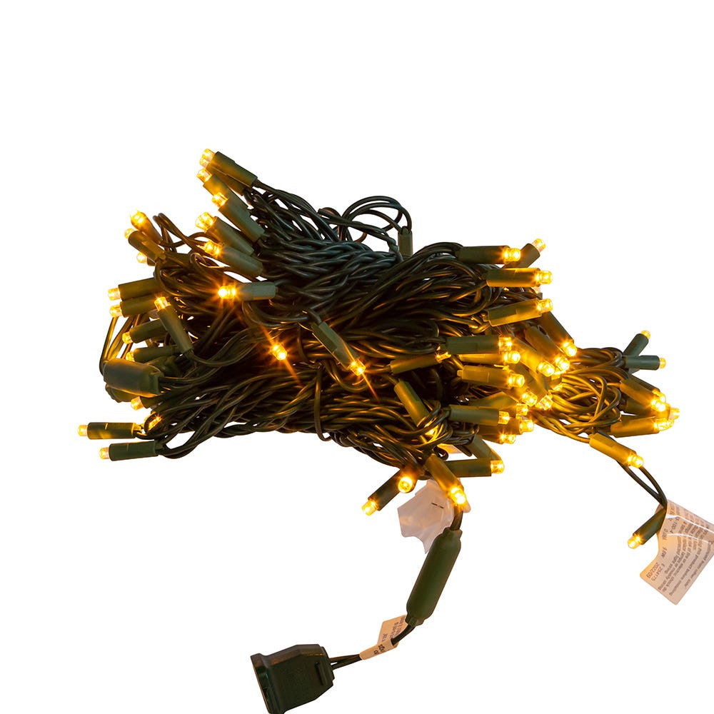 49.5' UL 100L Classic Warm White 5MM LED Connectible Light Set With Green Wire