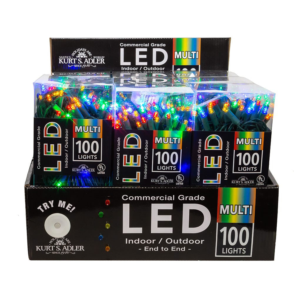 49.5' UL 100L Multicolored 5MM LED Connectible Light Set With Green Wire