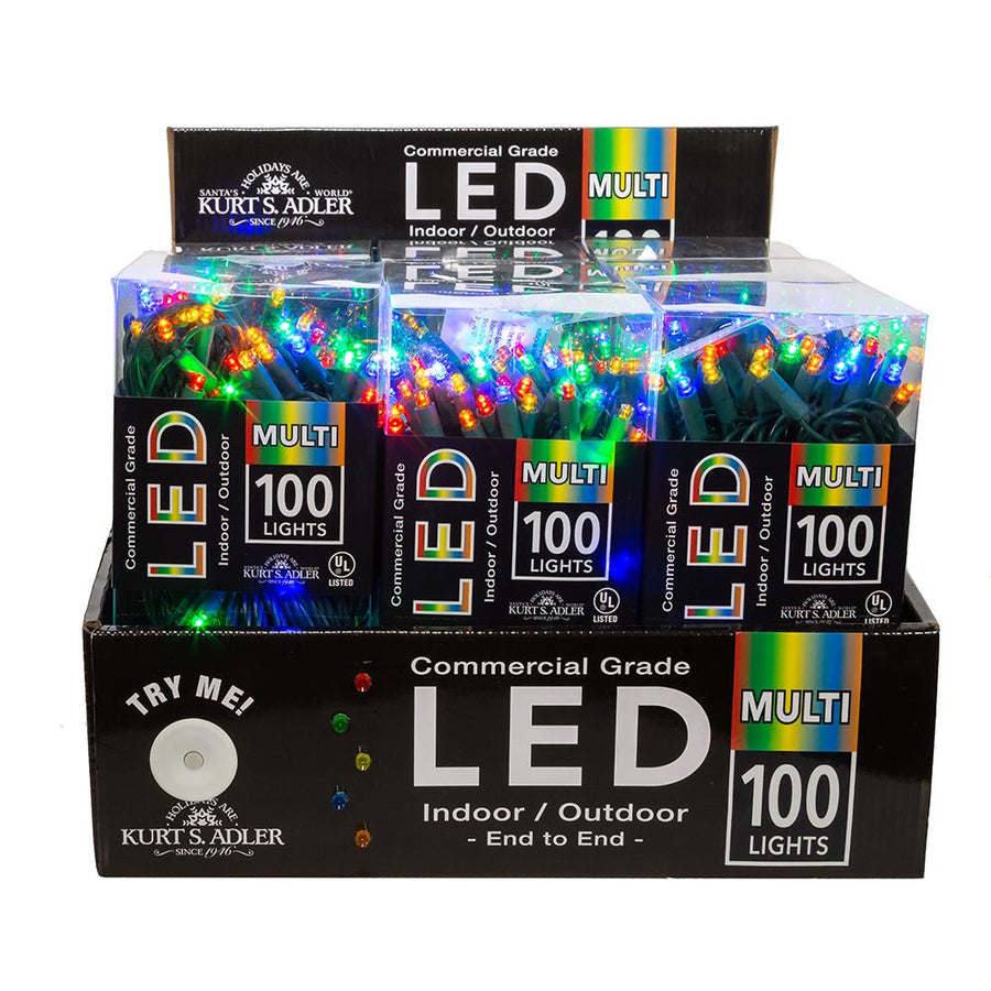 49.5' UL 100L Multicolored 5MM LED Connectible Light Set With Green Wire