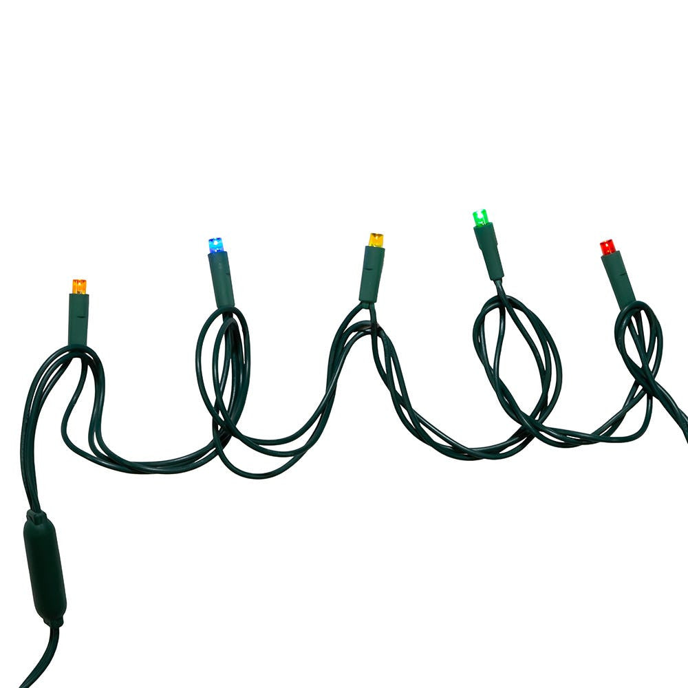49.5' UL 100L Multicolored 5MM LED Connectible Light Set With Green Wire