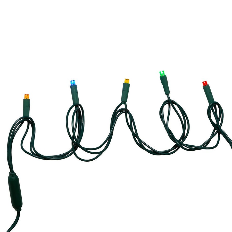 49.5' UL 100L Multicolored 5MM LED Connectible Light Set With Green Wire