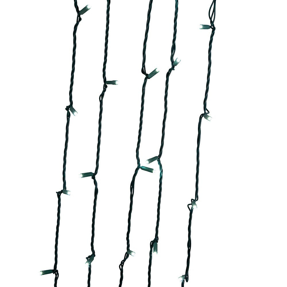 49.5' UL 100L Pure White 5MM LED Connectible Light Set With Green Wire