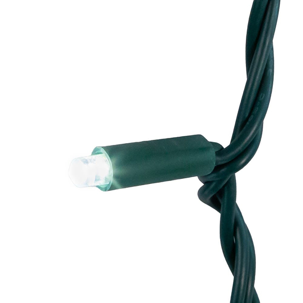 49.5' UL 100L Pure White 5MM LED Connectible Light Set With Green Wire