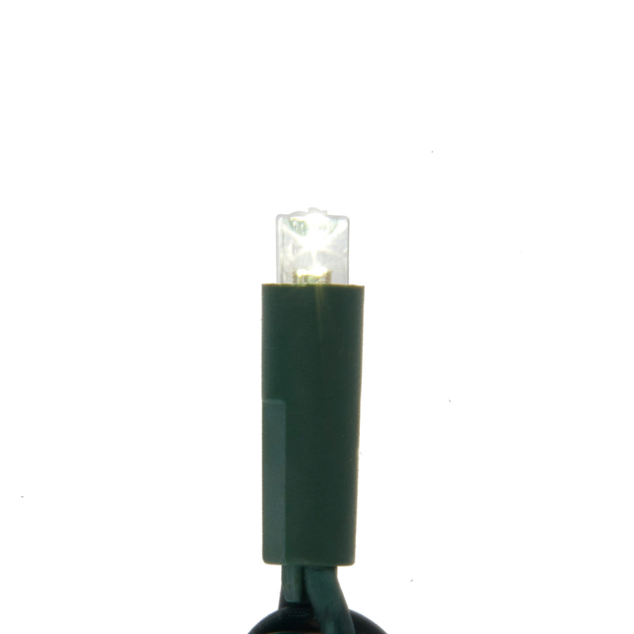 49.5' UL 100L Pure White 5MM LED Connectible Light Set With Green Wire