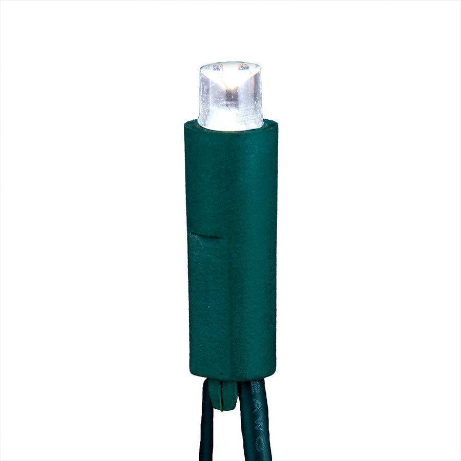 49.5' UL 100L Pure White 5MM LED Connectible Light Set With Green Wire