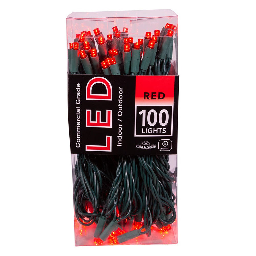 49.5' UL 100L Red 5MM LED Connectible Light Set With Green Wire